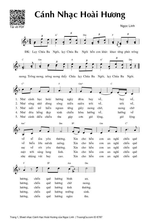 Sheet PDF of Cánh Hạc Hoài Hương