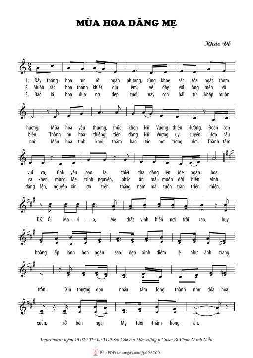 Sheet PDF of Mùa Hoa Dâng Mẹ