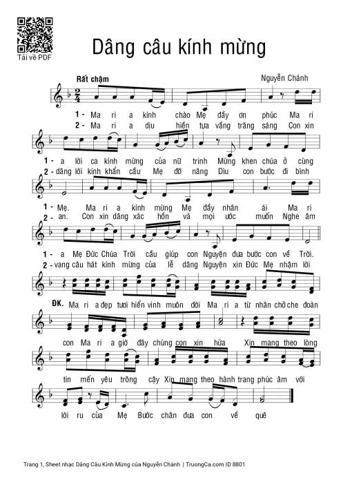 Sheet PDF of Dâng Câu Kính Mừng