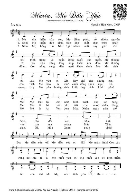 Sheet PDF of Maria Mẹ Dấu Yêu