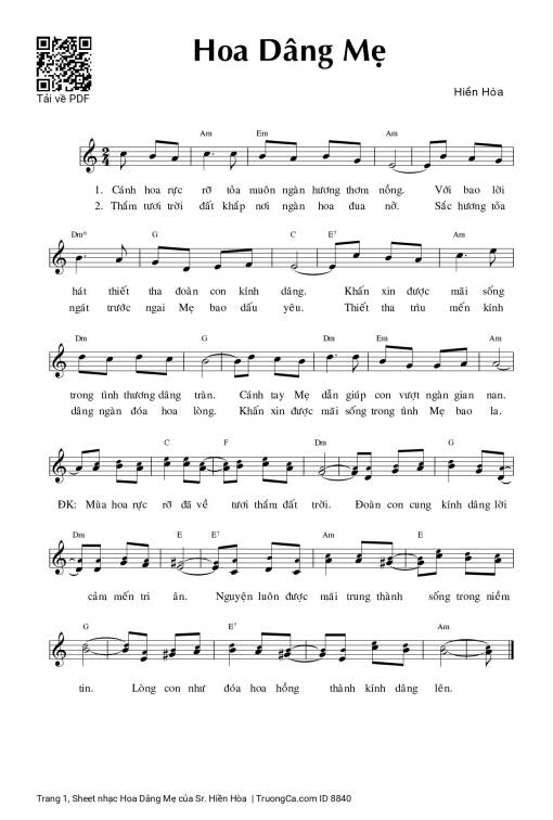 Hoa Dâng Mẹ - Sr. Hiền Hòa