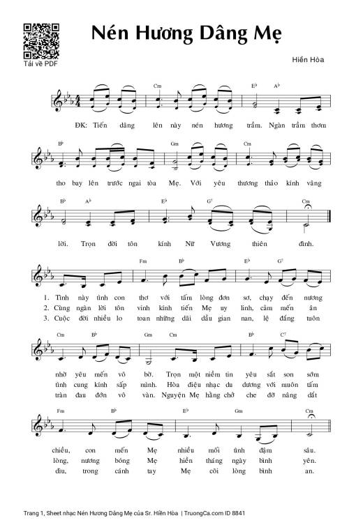Sheet PDF of Nén Hương Dâng Mẹ