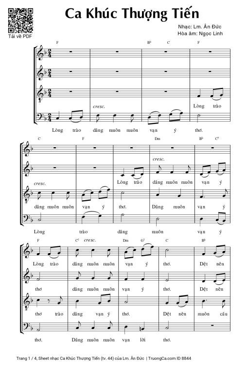 Sheet PDF of Ca Khúc Thượng Tiến (tv. 44)