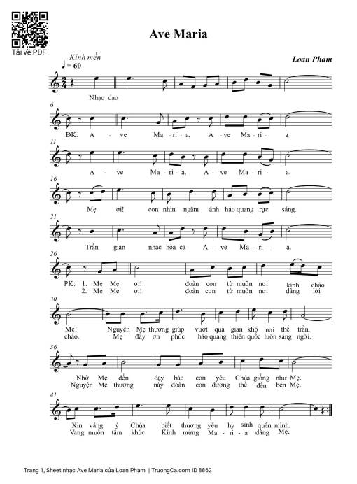 Sheet PDF of Ave Maria - Loan Phạm