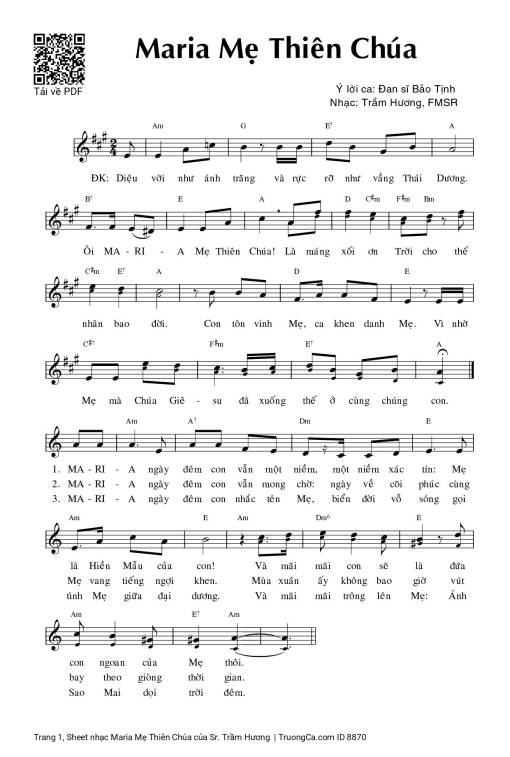 Sheet PDF of Maria Mẹ Thiên Chúa