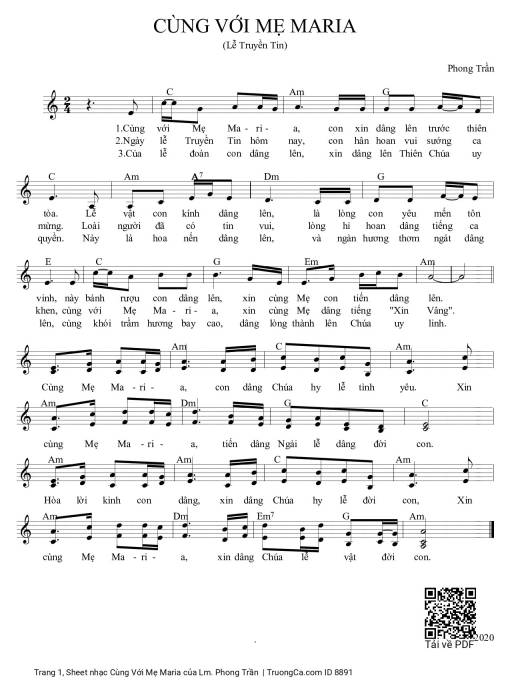 Sheet PDF of Cùng Với Mẹ Maria