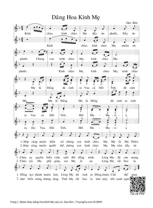Sheet PDF of Dâng Hoa Kính Mẹ