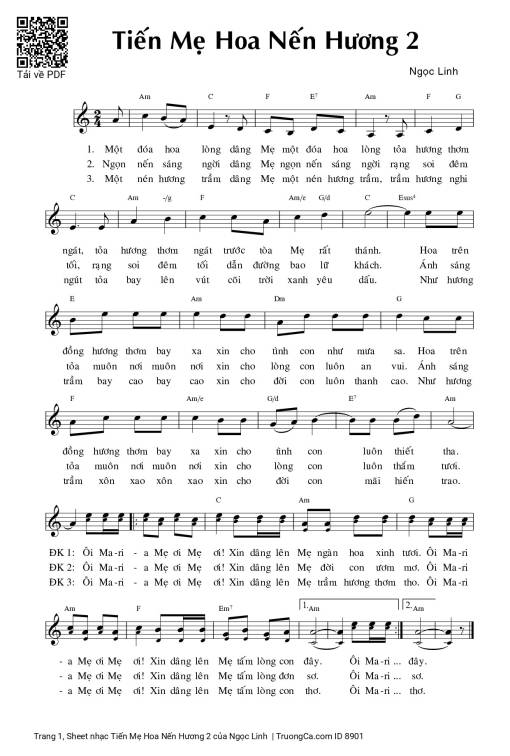 Sheet PDF of Tiến Mẹ Hoa Nến Hương 2
