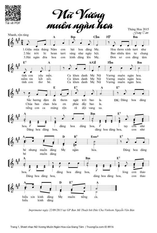 Sheet PDF of Nữ Vương Muôn Ngàn Hoa