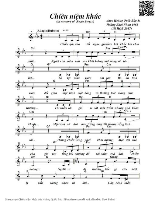 Sheet PDF of Chiêu niệm khúc