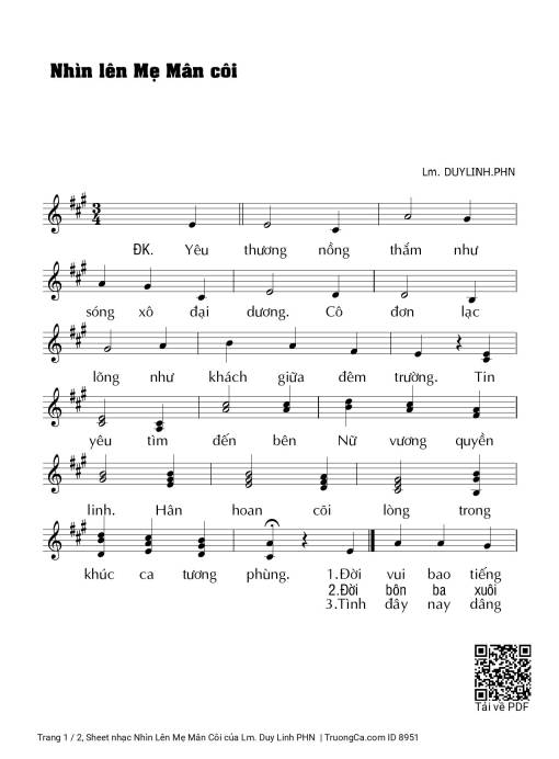 Sheet PDF of Nhìn Lên Mẹ Mân Côi