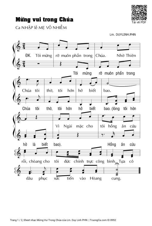 Sheet PDF of Mừng Vui Trong Chúa