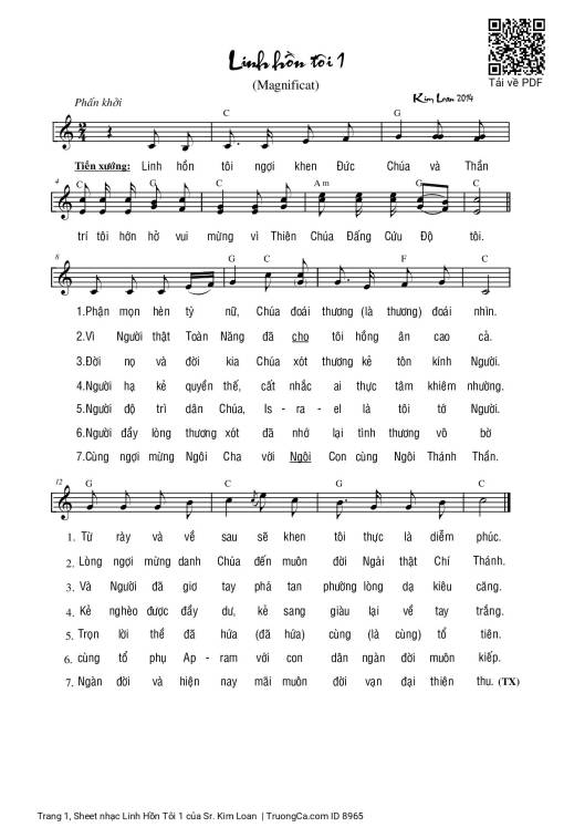 Sheet PDF of Linh Hồn Tôi 1