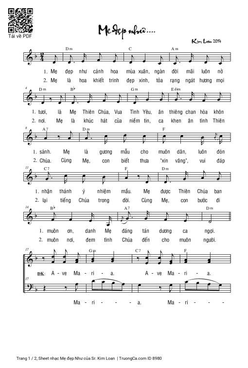 Mẹ đẹp Như - Sr. Kim Loan