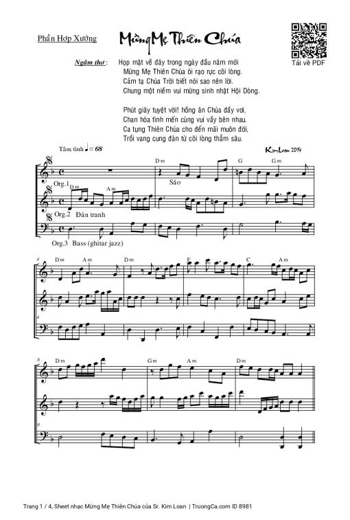 Sheet PDF of Mừng Mẹ Thiên Chúa