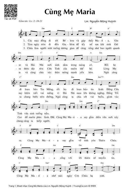 Sheet PDF of Cùng Mẹ Maria