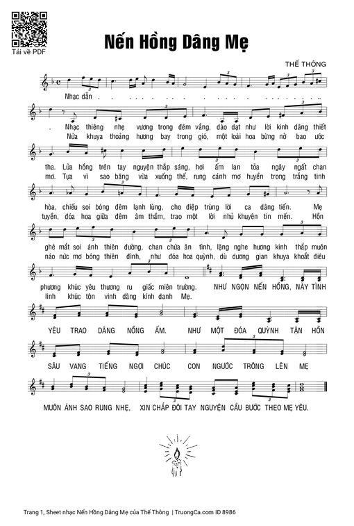 Sheet PDF of Nến Hồng Dâng Mẹ