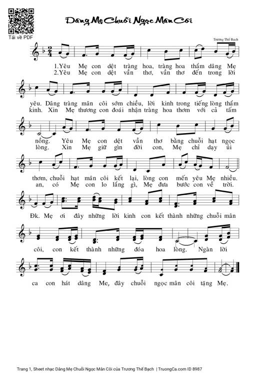 Sheet PDF of Dâng Mẹ Chuỗi Ngọc Mân Côi