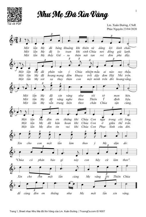 Như Mẹ đã Xin Vâng