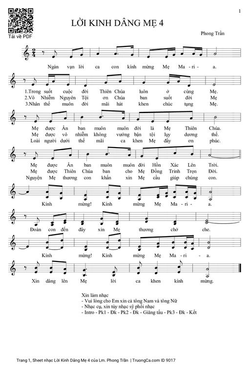 Sheet PDF of Lời Kinh Dâng Mẹ 4