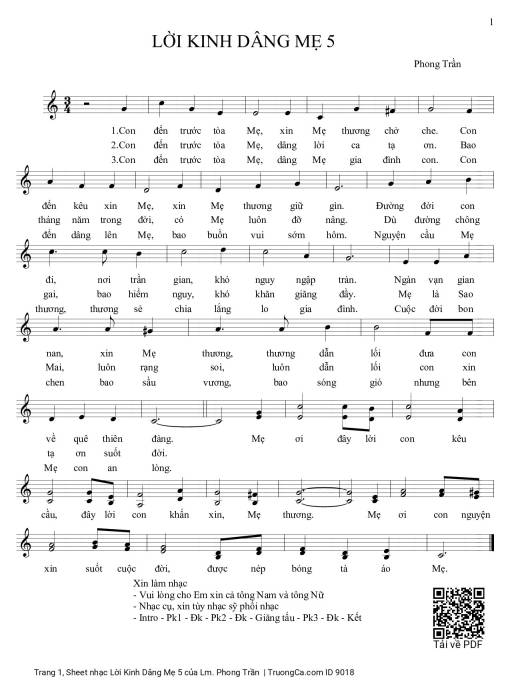 Sheet PDF of Lời Kinh Dâng Mẹ 5