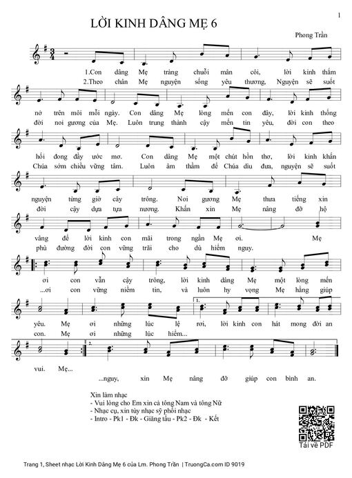 Sheet PDF of Lời Kinh Dâng Mẹ 6