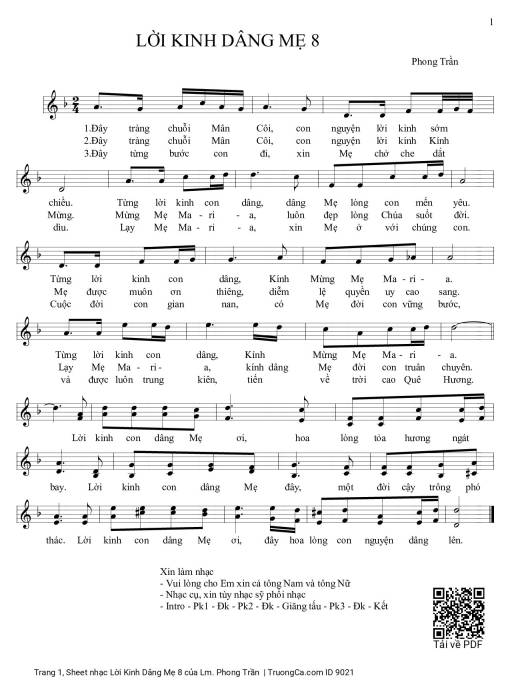 Sheet PDF of Lời Kinh Dâng Mẹ 8