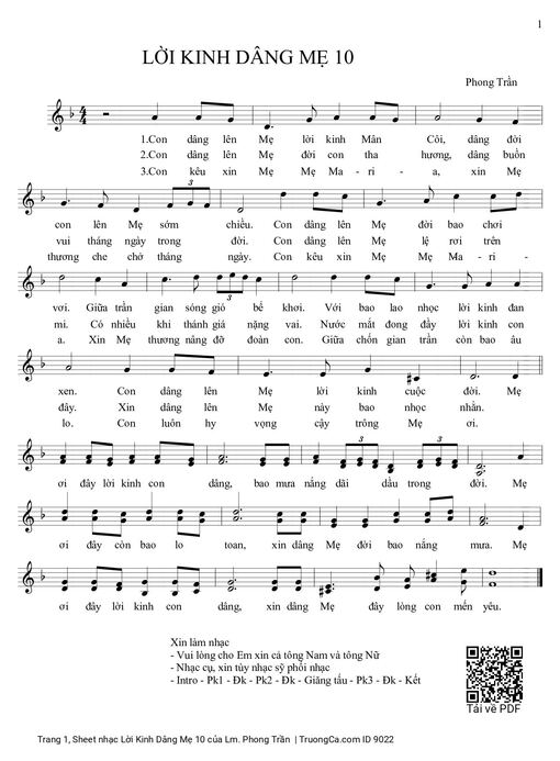 Sheet PDF of Lời Kinh Dâng Mẹ 10