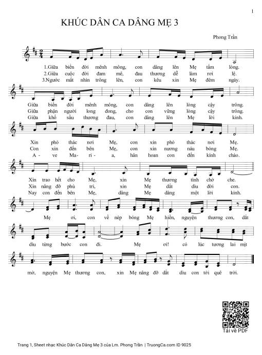 Sheet PDF of Khúc Dân Ca Dâng Mẹ 3