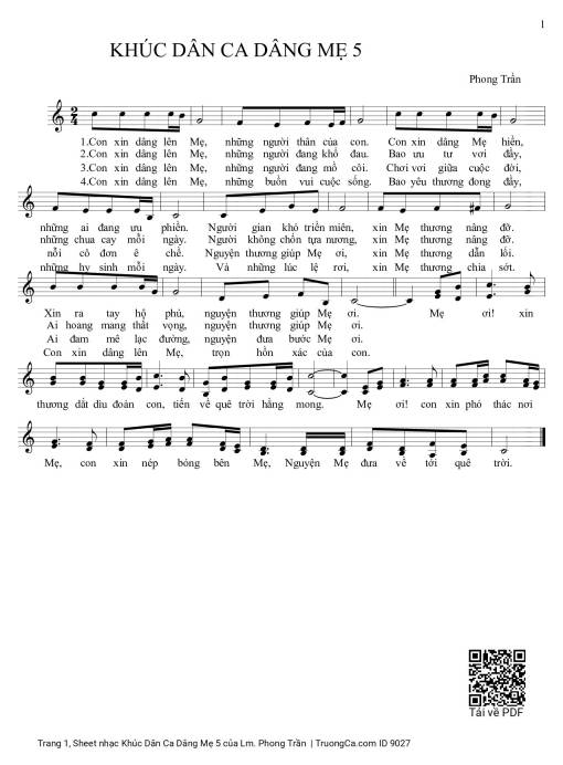 Sheet PDF of Khúc Dân Ca Dâng Mẹ 5