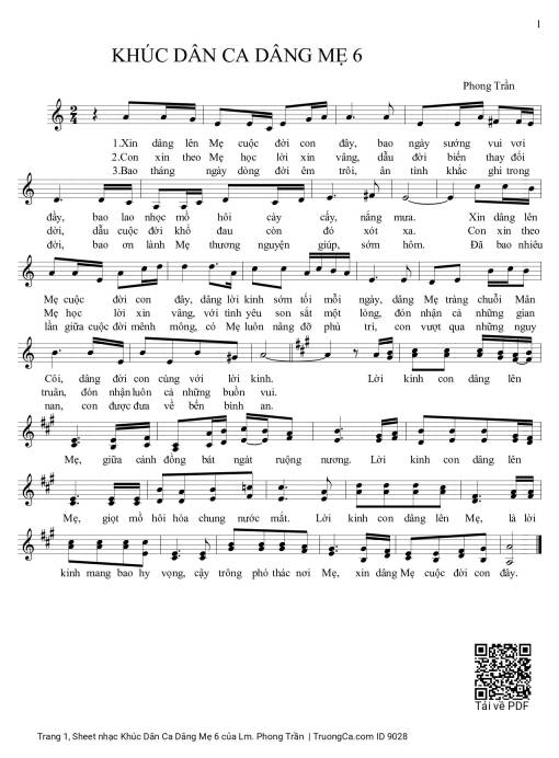 Sheet PDF of Khúc Dân Ca Dâng Mẹ 6