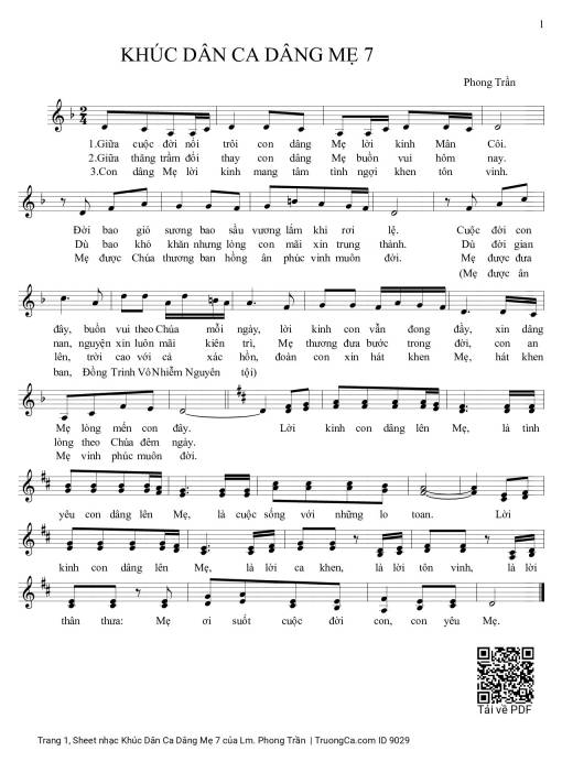 Sheet PDF of Khúc Dân Ca Dâng Mẹ 7