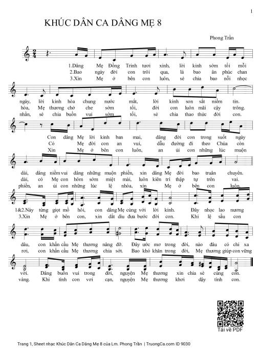 Sheet PDF of Khúc Dân Ca Dâng Mẹ 8