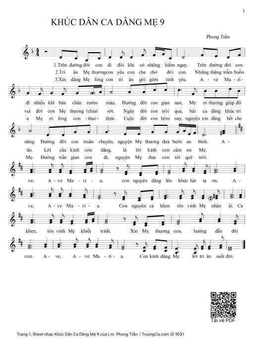 Sheet PDF of Khúc Dân Ca Dâng Mẹ 9