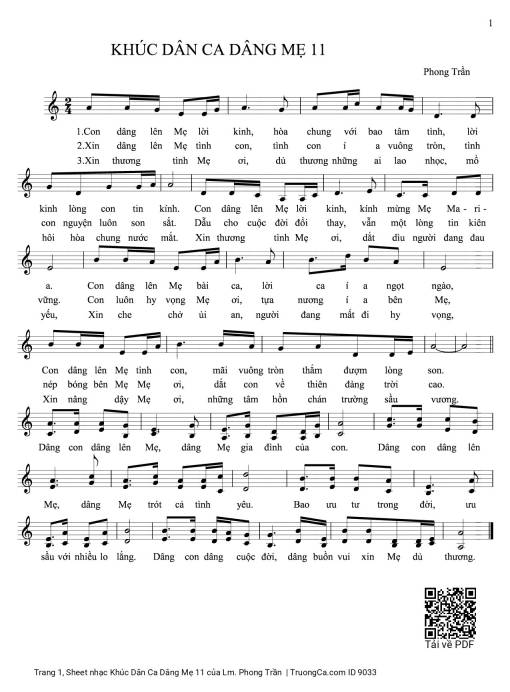 Sheet PDF of Khúc Dân Ca Dâng Mẹ 11
