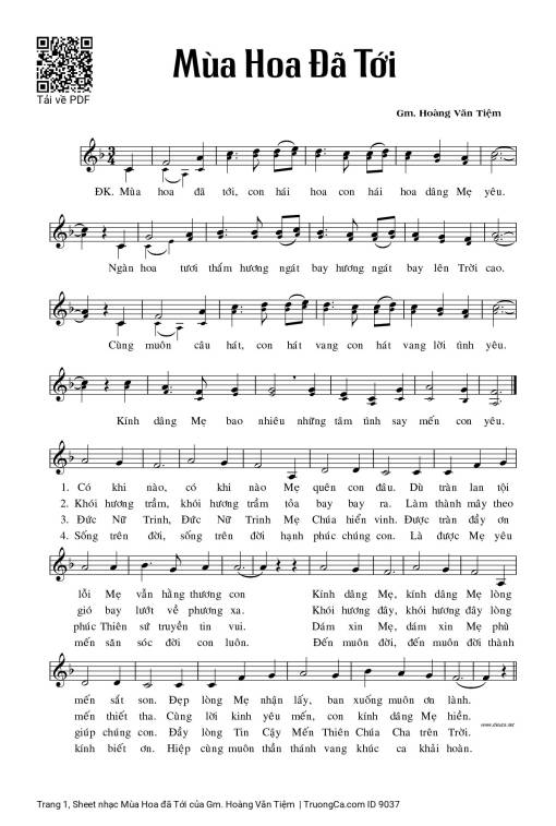 Sheet PDF of Mùa Hoa đã Tới