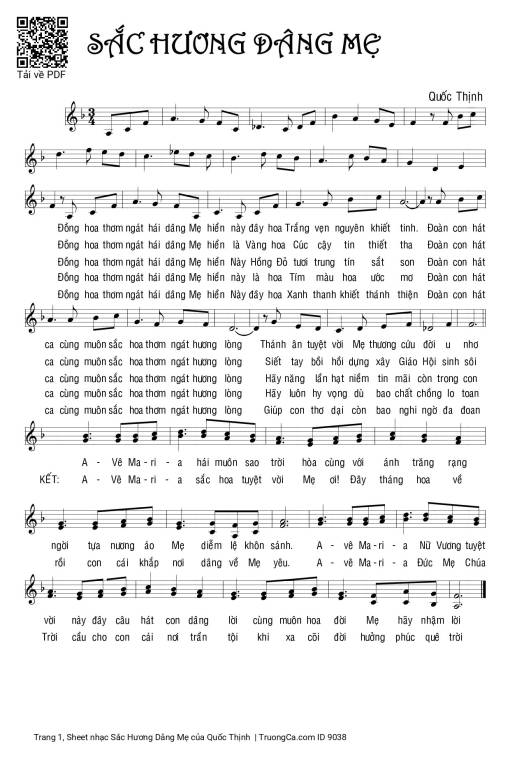 Sheet PDF of Sắc Hương Dâng Mẹ