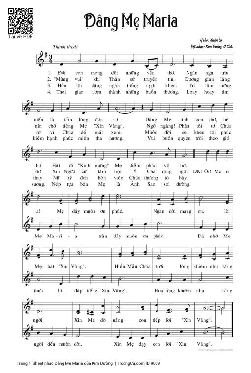 Sheet PDF of Dâng Mẹ Maria