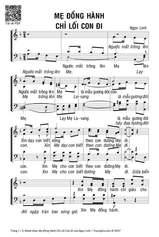 Sheet PDF of Mẹ đồng Hành Chỉ Lối Con đi