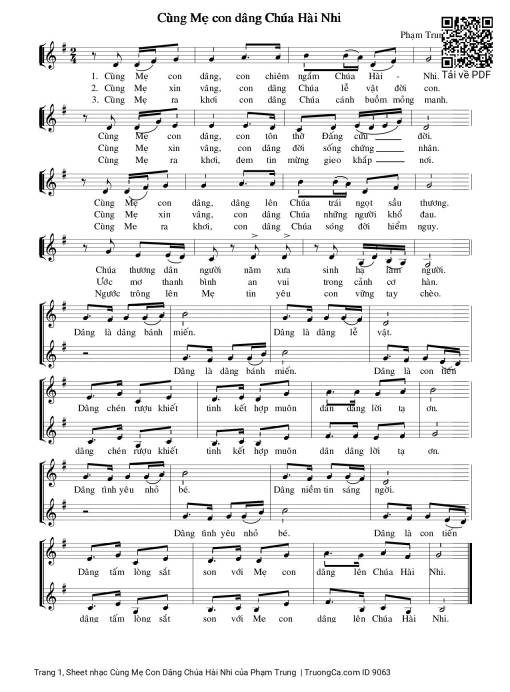 Sheet PDF of Cùng Mẹ Con Dâng Chúa Hài Nhi