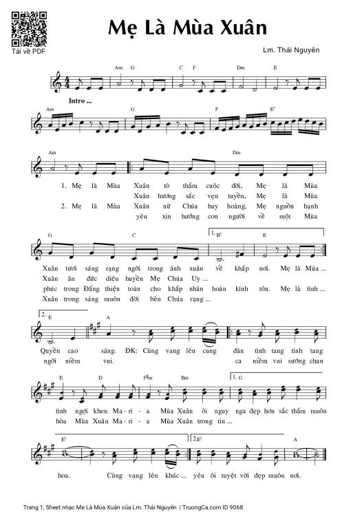 Sheet PDF of Mẹ Là Mùa Xuân