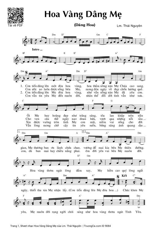 Sheet PDF of Hoa Vàng Dâng Mẹ