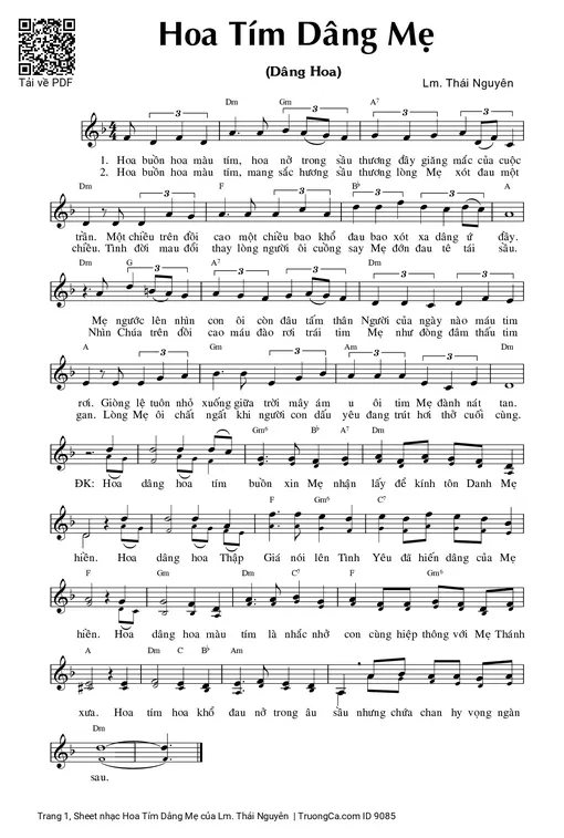 Sheet PDF of Hoa Tím Dâng Mẹ