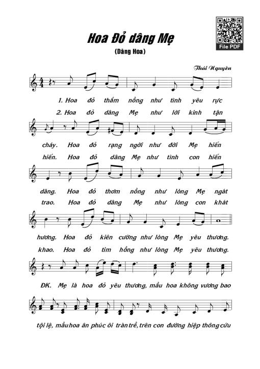 Sheet PDF of Hoa đỏ Dâng Mẹ