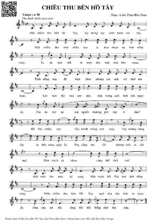 Sheet PDF of Chiều thu bên Hồ Tây