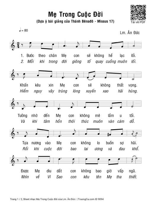 Sheet PDF of Mẹ Trong Cuộc đời