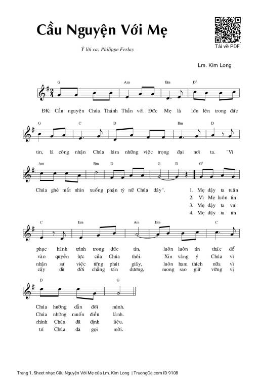 Sheet PDF of Cầu Nguyện Với Mẹ