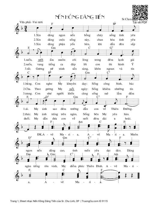 Sheet PDF of Nến Hồng Dâng Tiến