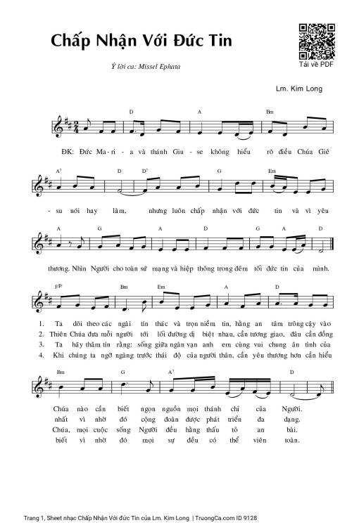 Sheet PDF of Chấp Nhận Với đức Tin