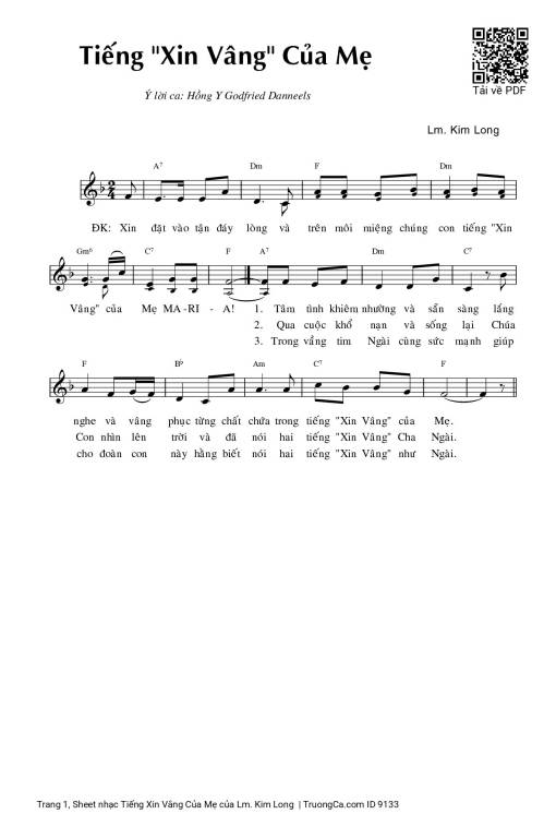 Sheet PDF of Tiếng Xin Vâng Của Mẹ